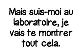 Mais suis-moi au laboratoire, je vais te montrer tout cela 