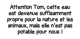 Attention Tom, cette eau est devenue suffisamment propre pour la nature et les animaux, mais elle n est pas potable p   
