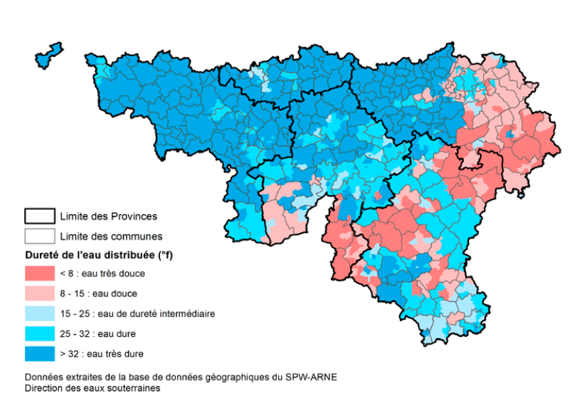 carte dureté de l'eau
